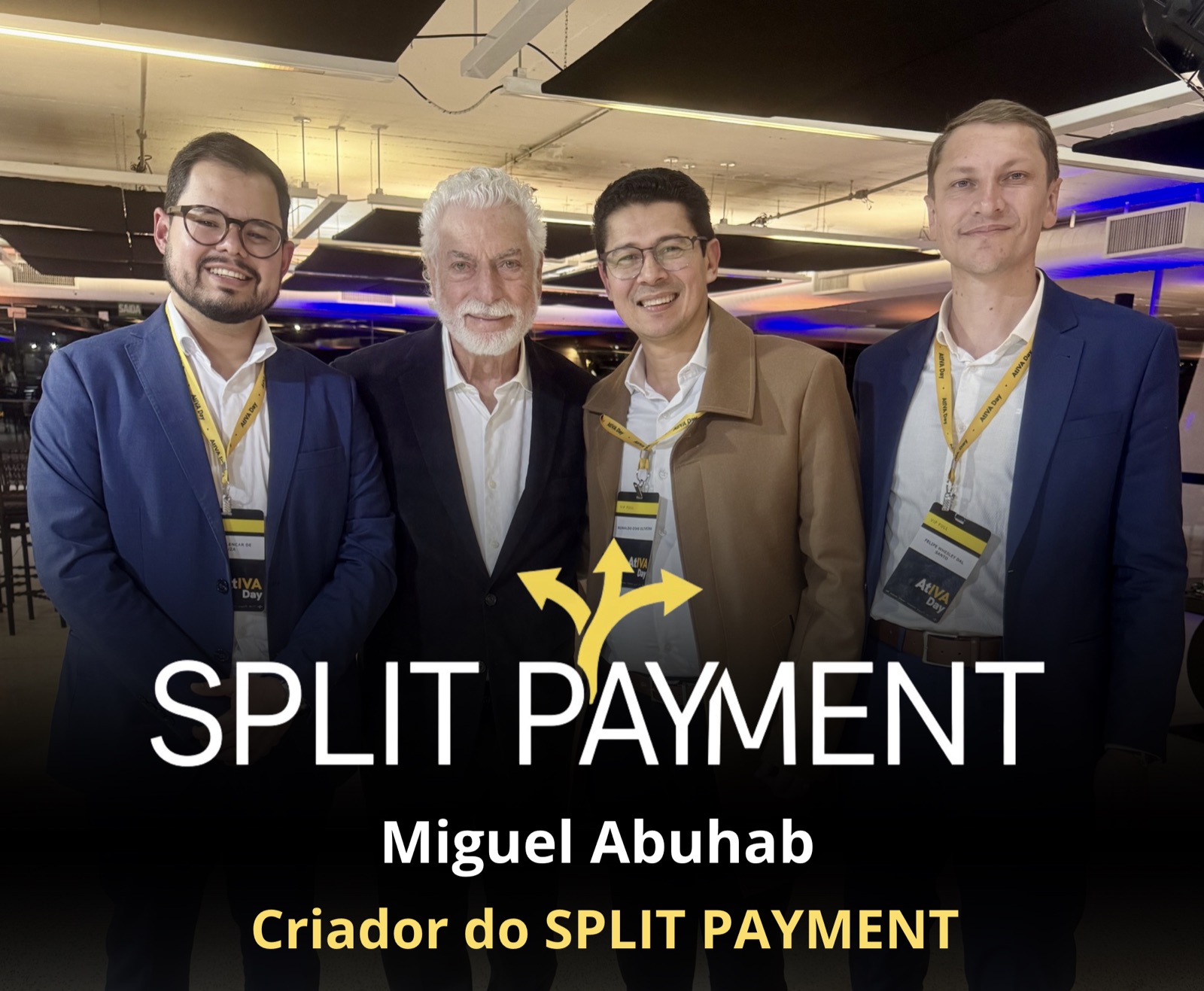 Miguel Abuhab, criador do modelo de split payment, ao lado dos sócios da PRICETAX